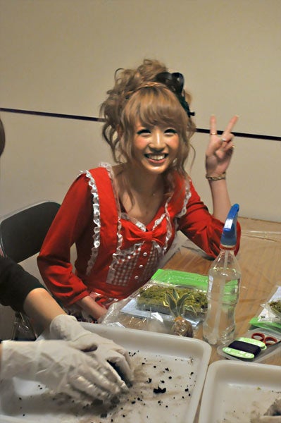 舟山久美子/苔玉作りの様子