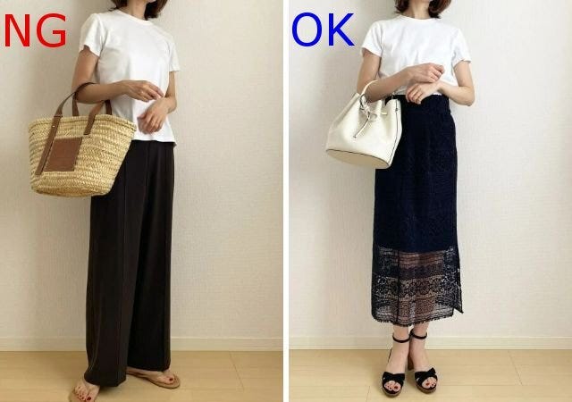 白TのモノトーンコーデNG＆OK