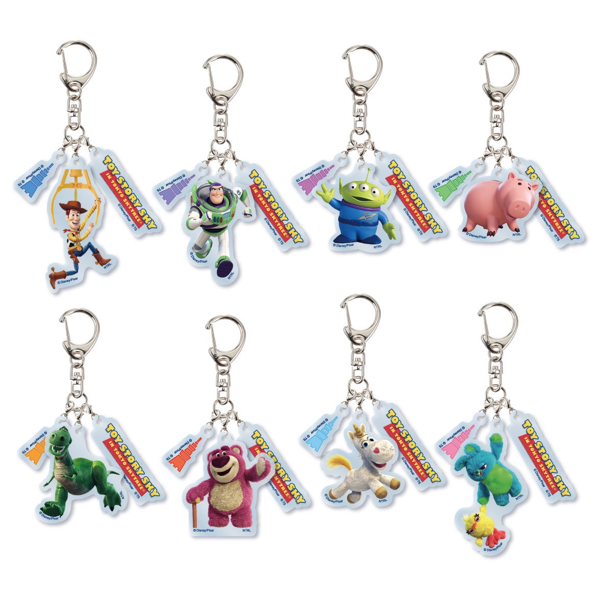 3連アクリルキーホルダー（全8種）各1,100円（C）Disney/Pixar. （C）TOKYO-SKYTREE