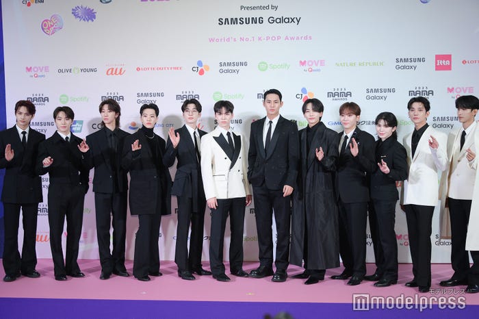 JUN(ジュン)、DINO(ディノ)、THE 8(ディエイト)、HOSHI(ホシ)、WONWOO(ウォヌ)、VERNON(バーノン)、MINGYU(ミンギュ)、JEONGHAN(ジョンハン)、SEUNGKWAN(スングァン)、WOOZI(ウジ)、JOSHUA(ジョシュア)、DK(ドギョム)/SEVENTEEN(C)モデルプレス