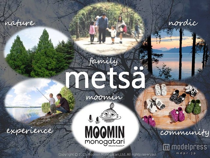 本物の自然「nature」、ムーミン「moomin」のファンタジー、北欧「nordic」の文化体験・暮らしに触れて、家族「family」が憩い、地域「community」に愛されるコミュニティスペース／画像提供：フィンテック