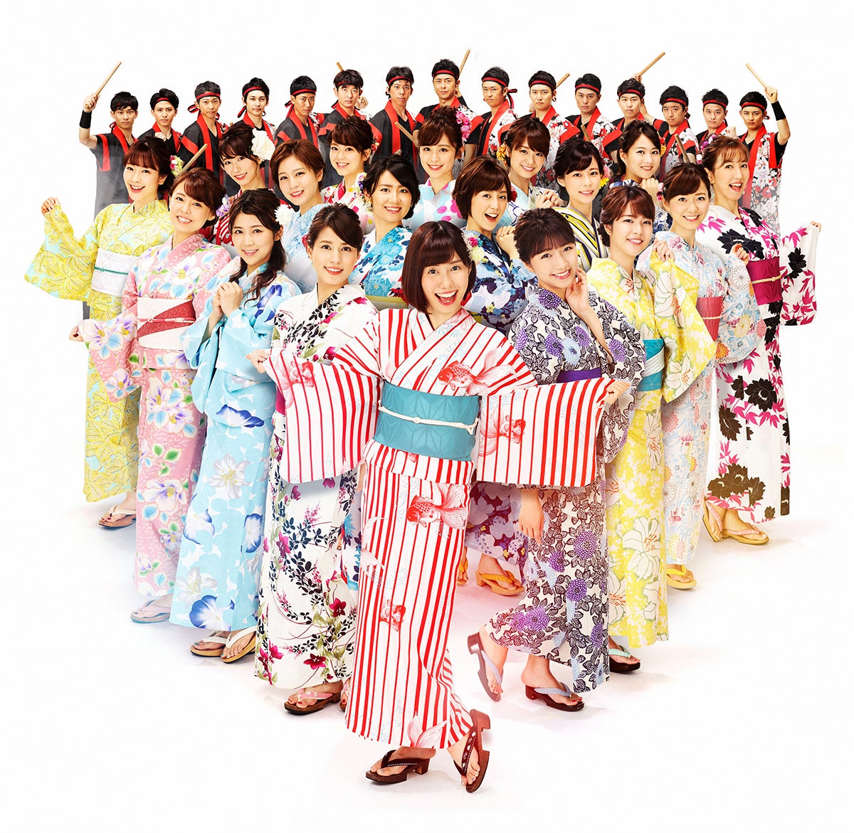 7月28日開幕♪フジテレビ夏イベント「ようこそ！！ ワンガン夏祭り THE ODAIBA 2018」お台場ワンガン娘＆四代目オマツリ男アナ（提供写真） 