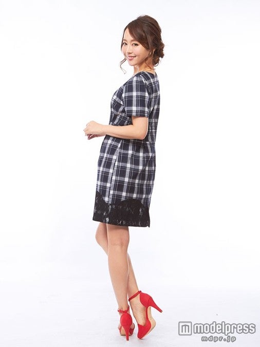 裾レースチェック半袖ワンピ「夢展望」3,999円（税込）