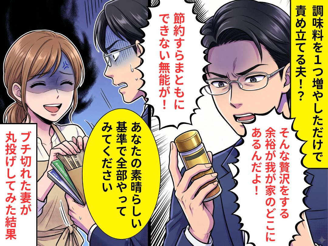 “調味料1つ”で文句をつける夫「節約もできない無能」⇒「そこまで言うなら全部やってみて！」妻が放棄してみた【結果】