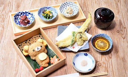 リラックマの穴子と牡蠣の天ぷら御膳1,580円(C)2019 San-X Co., Ltd.All Rights Reserved.