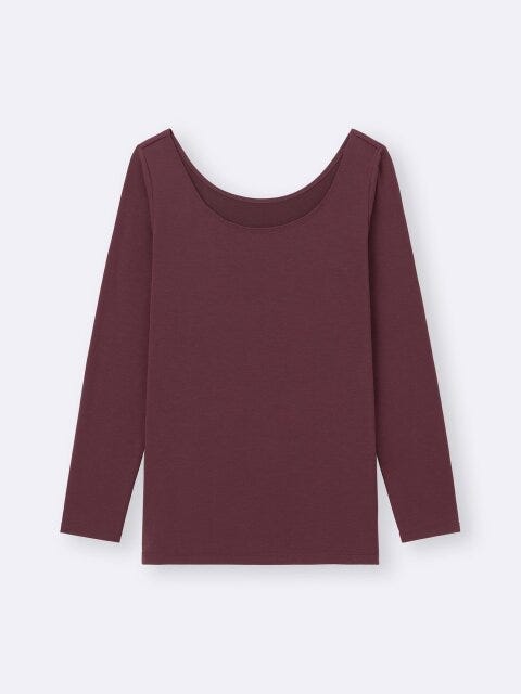 スタイルヒートエクストラワイドネックT 2025gu冬レディーススタイルヒートエクストラワイドネックT