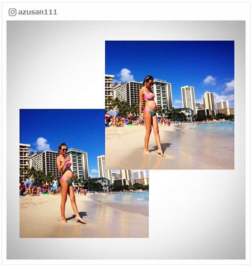 妊娠中のモデル小泉梓、ビキニ姿でふっくらお腹続々公開