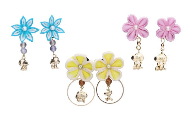 つまみ細工ピアス＆イヤリング全12種2,500円（C）2019 Peanuts Worldwide LLC