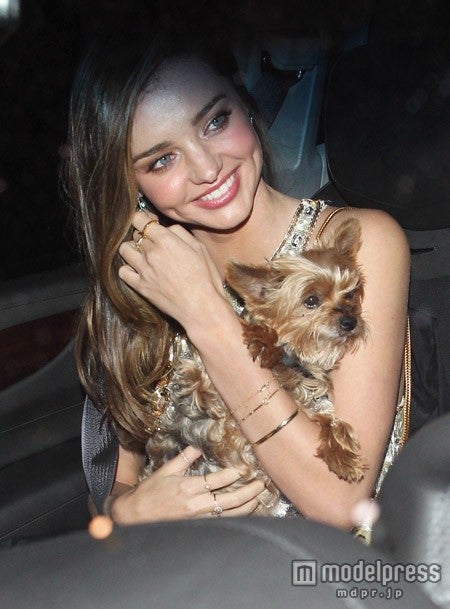 ミランダ・カー、愛犬フランキーと一緒に。x17online.com / Zeta Image

