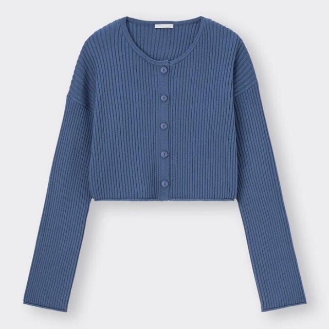 GU　着やせコーデ　体型カバー　マルチウェイリブニットワンピース　カーディガン