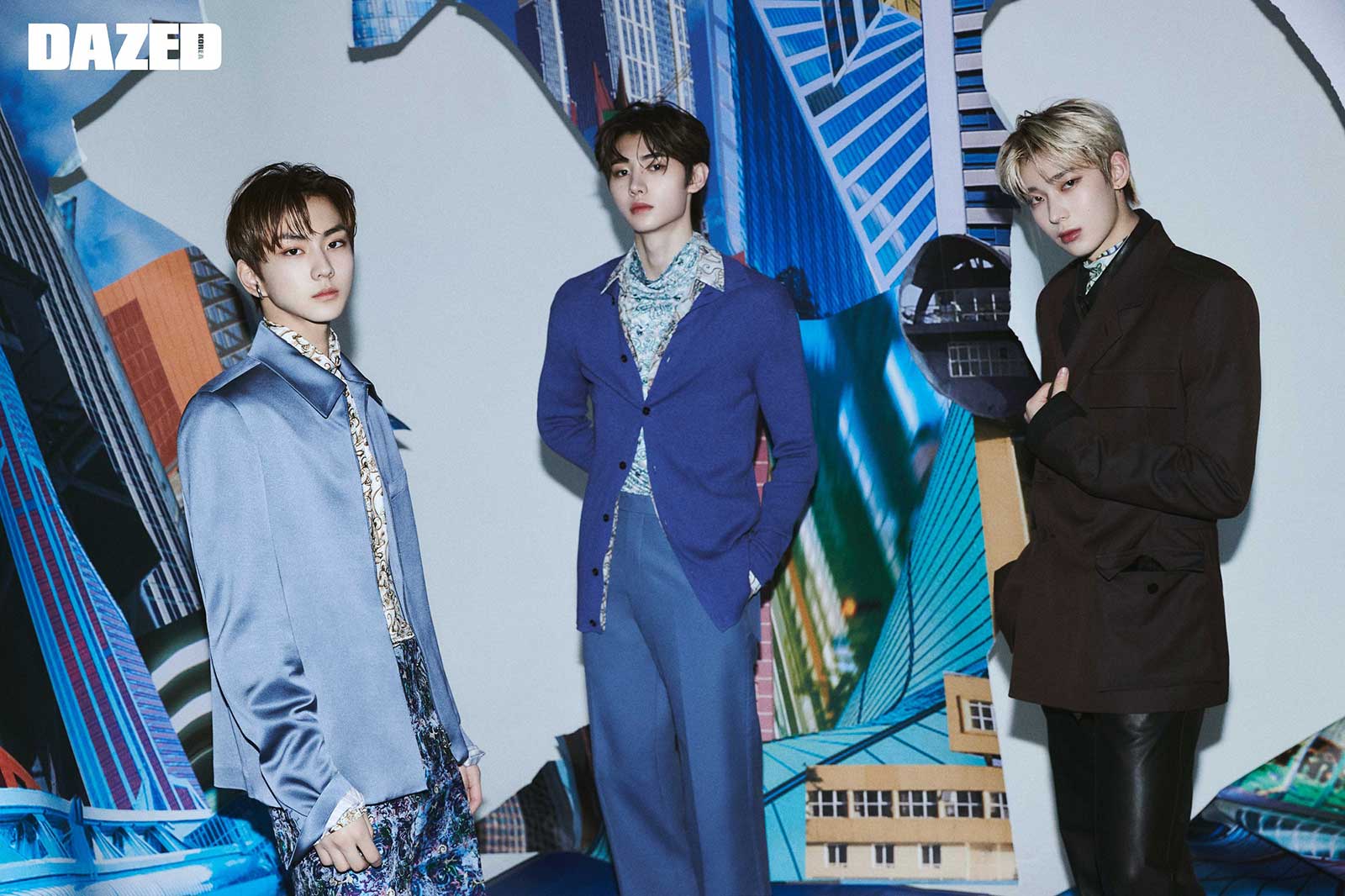 （左から）JUNGWON、SUNGHOON、SUNOO／photo by Dazedマガジン（提供写真）