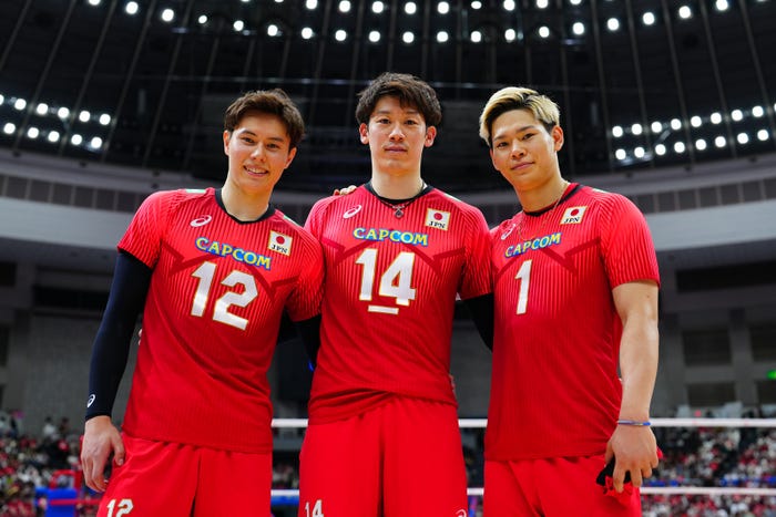 高橋藍選手、石川祐希選手、西田有志選手(C)JVA/撮影:小海途良幹