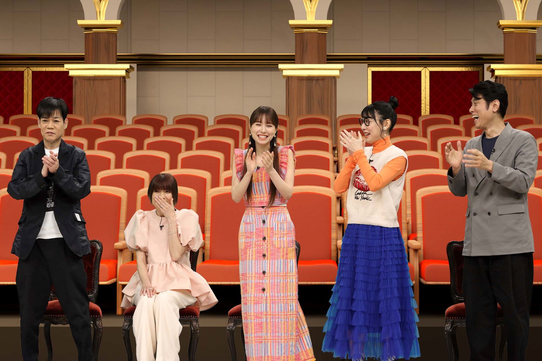 名倉潤、hitomi、May J.、ハシヤスメ・アツコ、原田泰造（C）フジテレビ