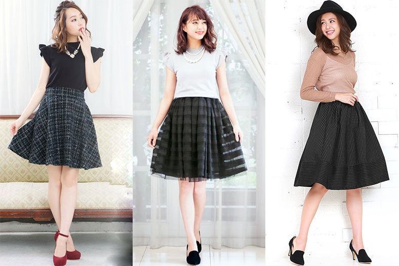 この秋「フレアスカート」はブラックで大人に着こなす！
