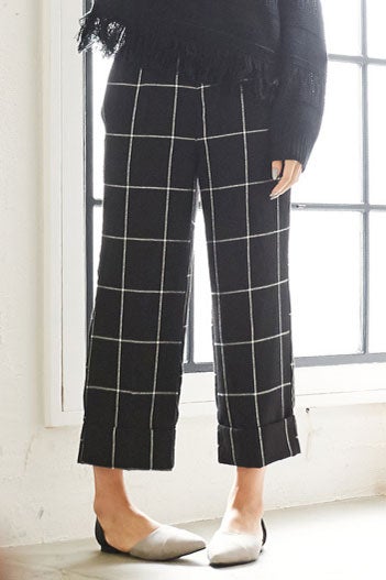 ラインチェック柄ワイドパンツ「Re:EDIT by GALSTAR」2,998円（税込）／画像提供：Re:EDIT by GALSTAR