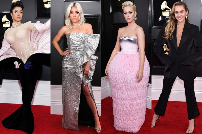 (左から)カーディ・B、レディー・ガガ、ケイティ・ペリー、マイリー・サイラス(Photo by Getty Images)