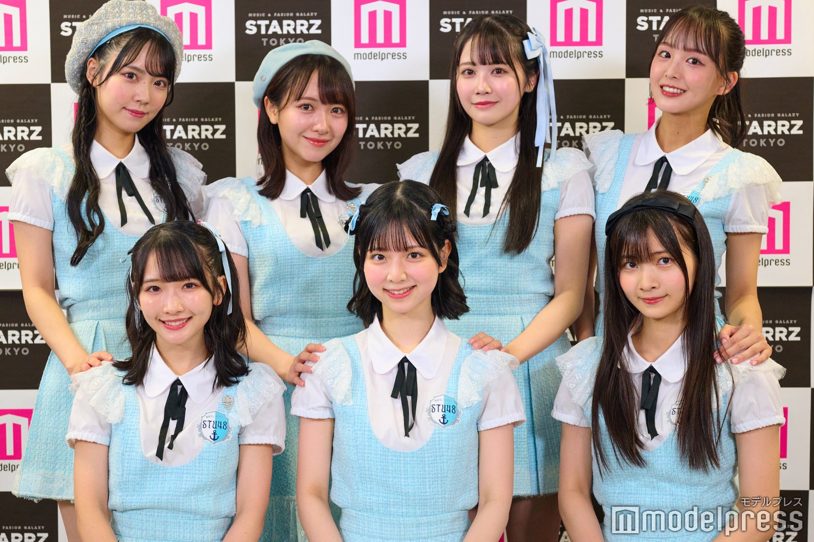 STU48（後列）吉田彩良、石田千穂、中村舞、福田朱里（前列）高雄さやか、曽川咲葵、新井梨杏（C）モデルプレス
