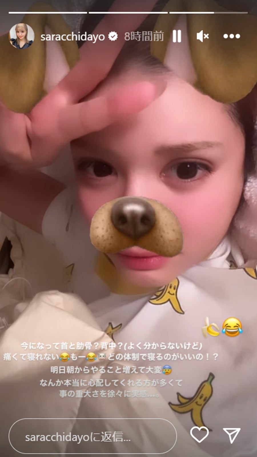 紗蘭Instagramストーリーズより