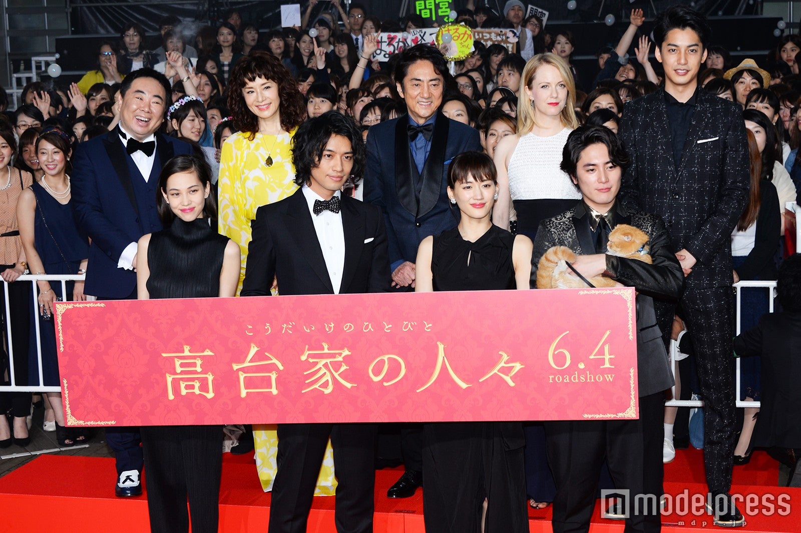 （前列左から）水原希子、斎藤工、綾瀬はるか、間宮祥太朗（後列左から）塚地武雅、大地真央、市村正親、シャーロット・ケイト・フォックス、大野拓朗（C）モデルプレス