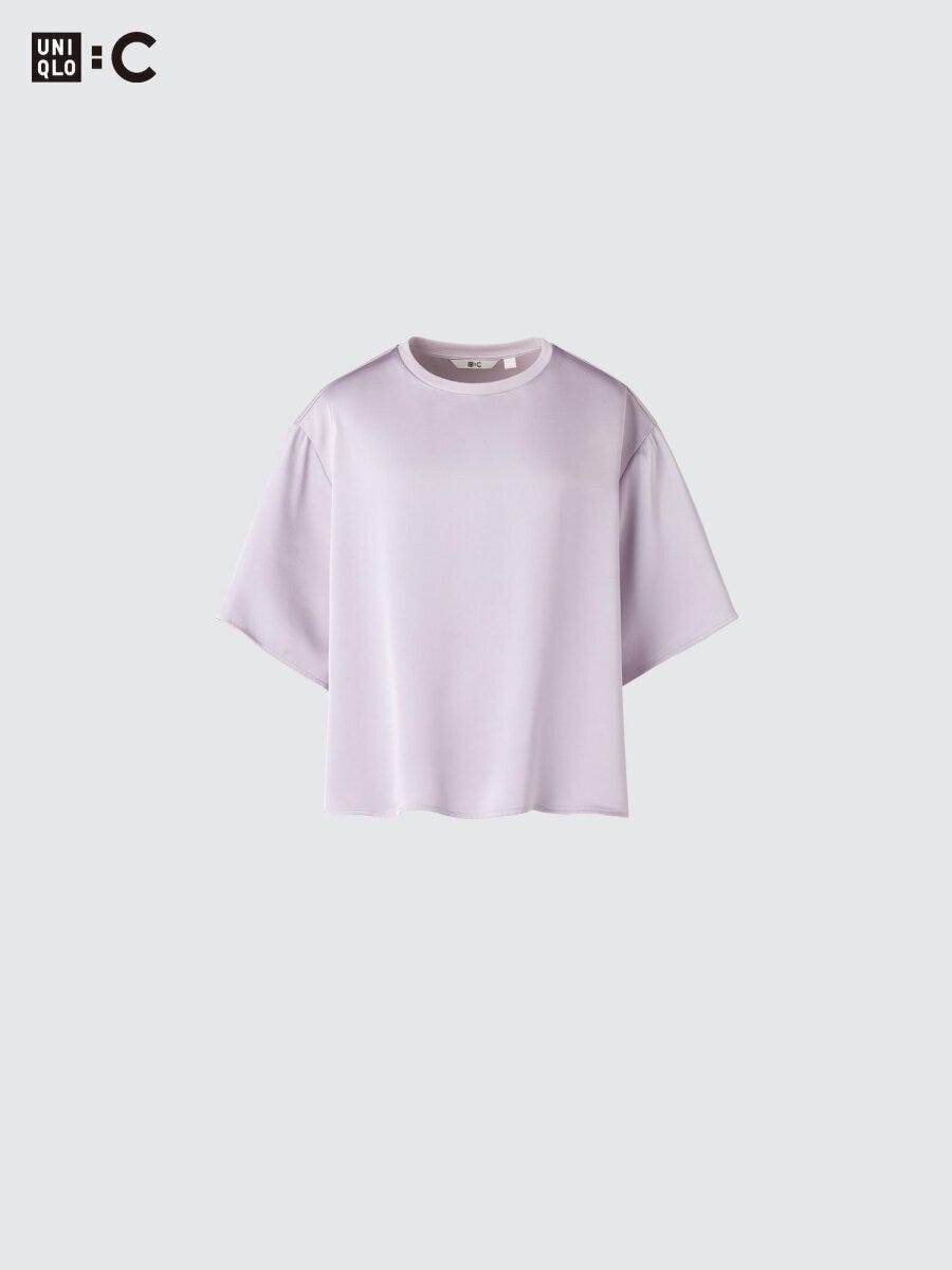 2026春夏ユニクロC大人女性おすすめサテンオーバーサイズショートブラウス