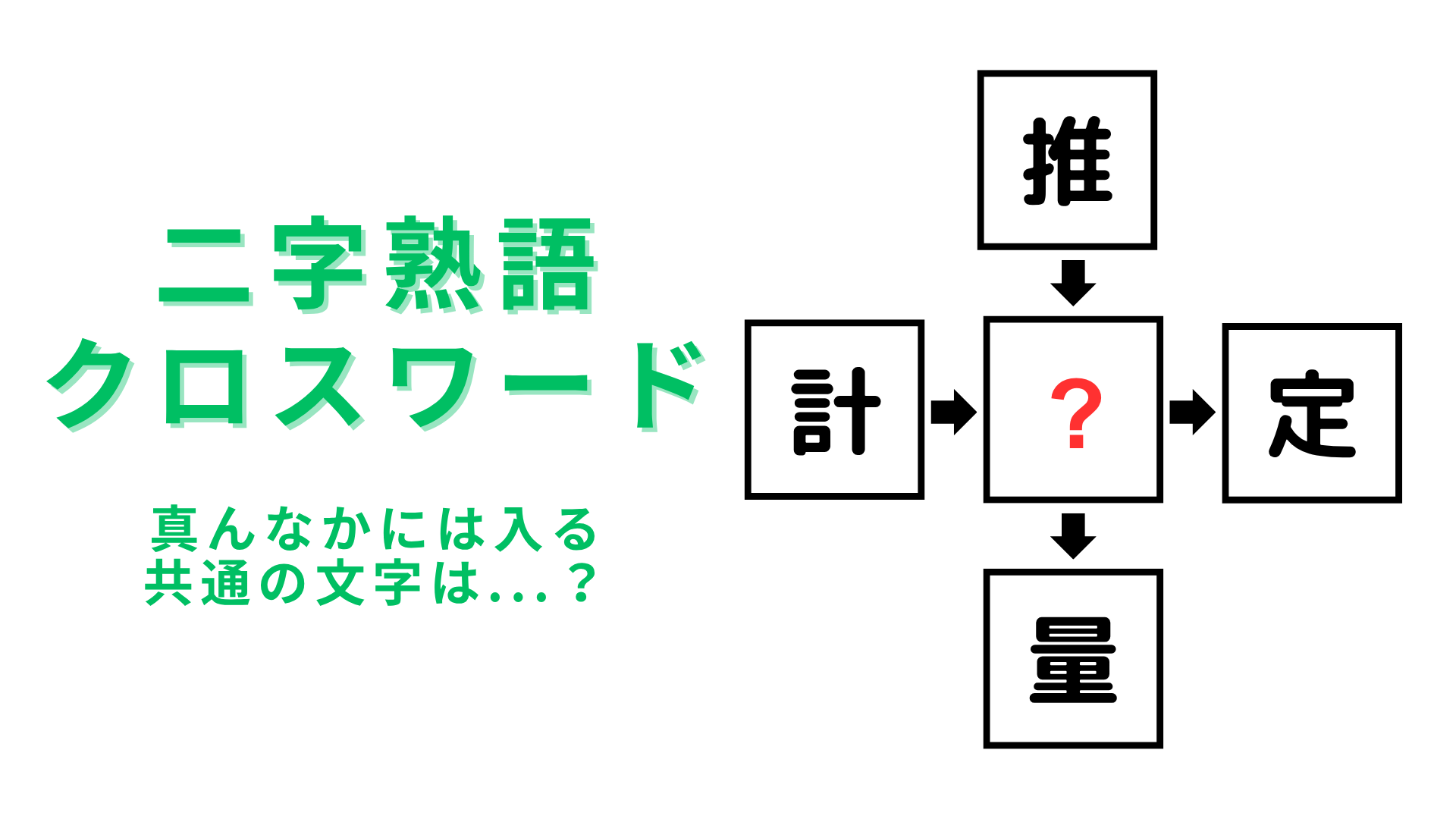 【二字熟語クロスワード】真ん中に入る漢字は？3秒でわかったら天才♡