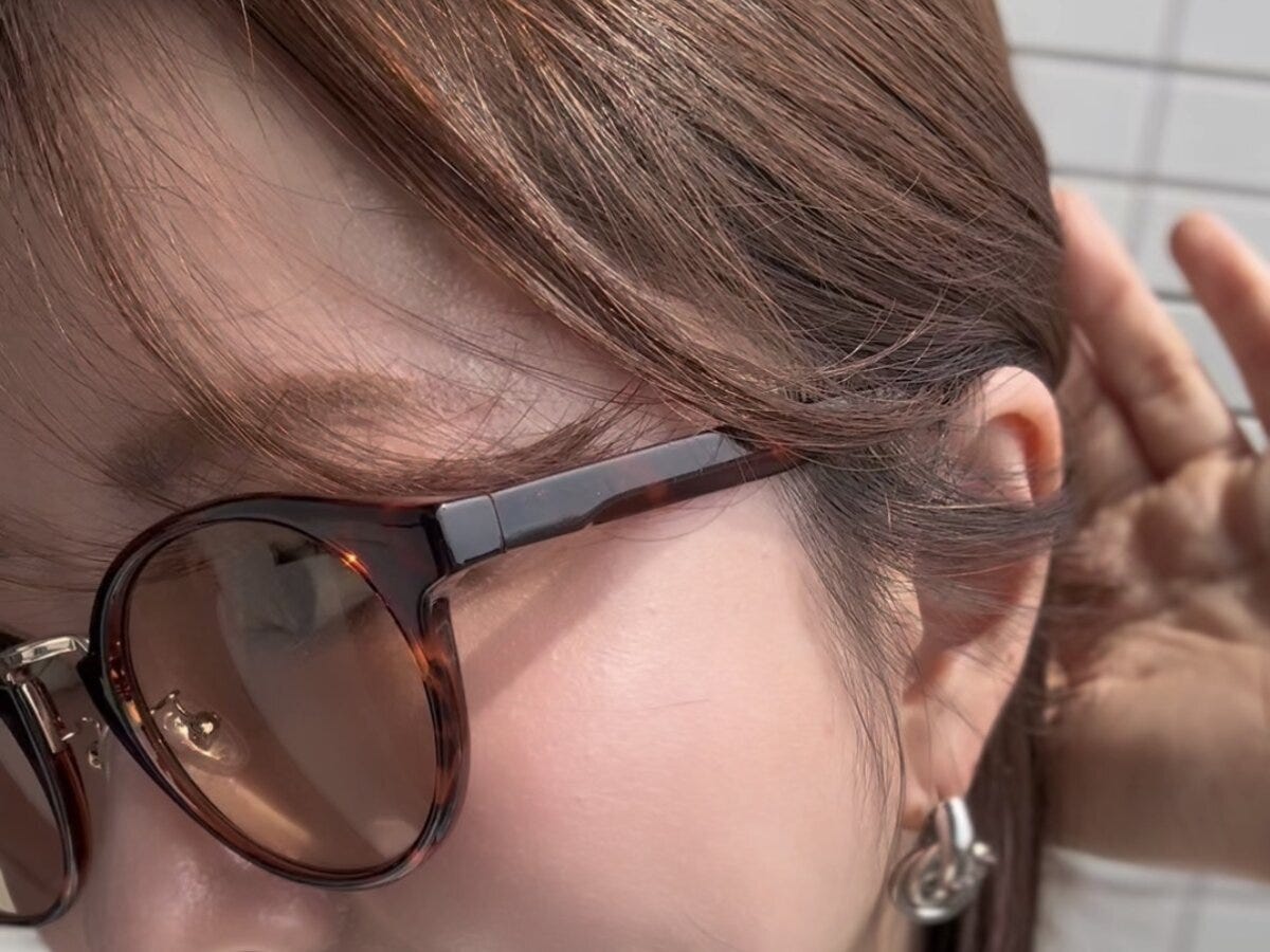 ユニクロ　サングラス/ボストンコンビ　着用サイドビュー　テンプルのフィット感