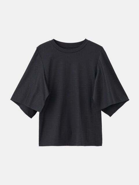 PLST グロスジャージーハンカチーフスリーブTシャツ PLSTのグロスジャージーハンカチーフスリーブTシャツ