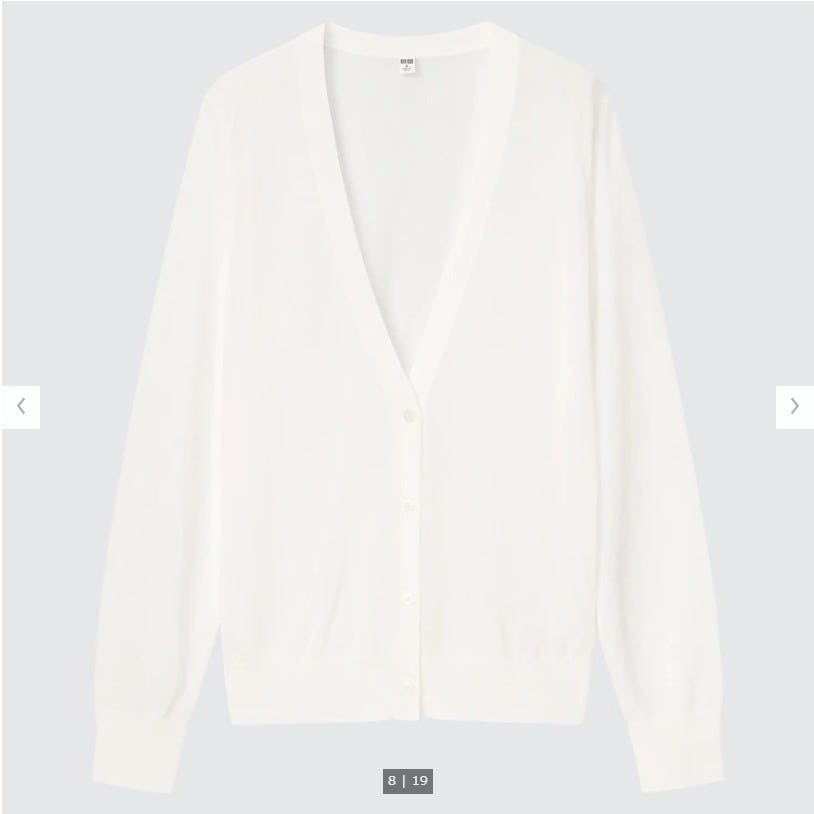 ユニクロ　uniqlo　レディース　アイテム　おすすめ　オススメ　トレンド　人気　コスパ　使える　おしゃれ　お洒落　オシャレ　2022　夏　人気トップス　人気　トップス　ライトVネックカーディガン　カーディガン　白　ホワイト　シアー　透け感