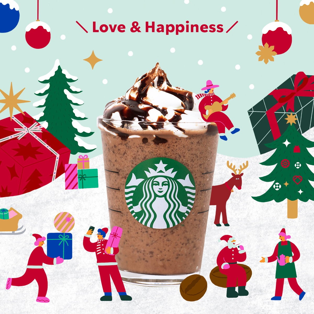 ダーク モカ チップ クリーム フラペチーノ 「Love & Happiness」カスタマイズ／画像提供：スターバックス コーヒー ジャパン