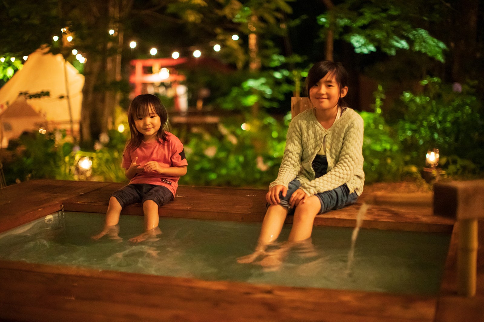 グランピング内の無料の足湯／画像提供：白馬樅の木ホテル