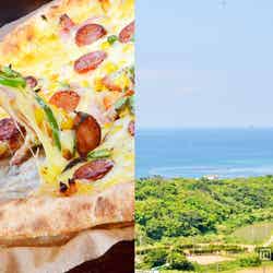 沖縄の海を見ながら、美味しいピザランチ