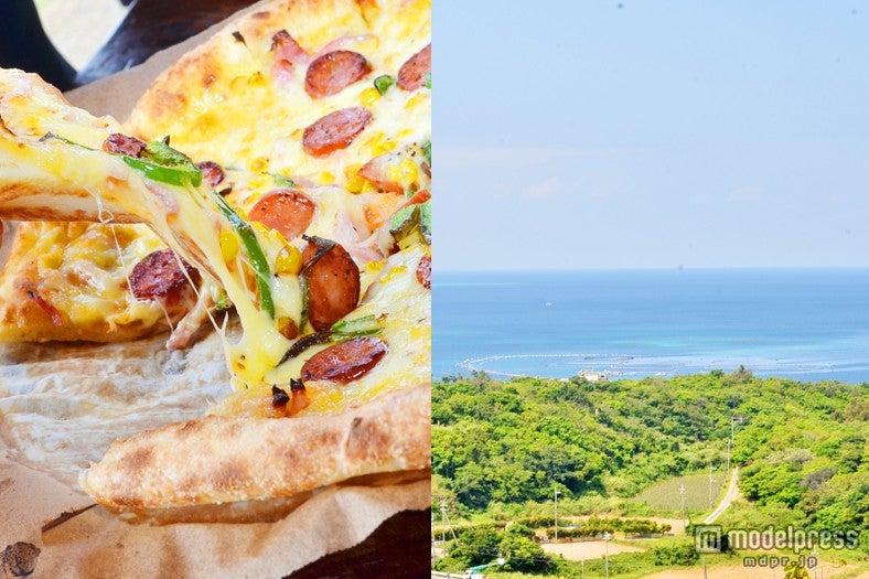 沖縄の海を見ながら、美味しいピザランチ