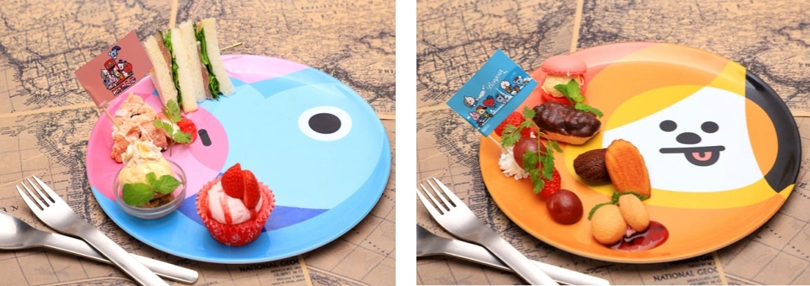 イギリスデザートプレート、フランスデザートプレート各1,290円（C）BT21