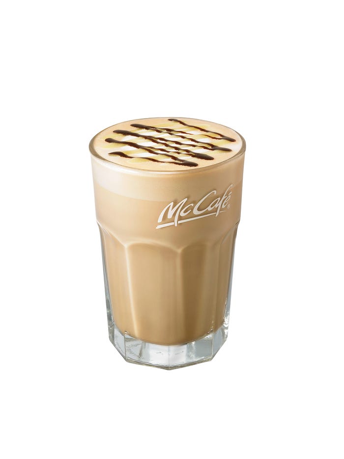 チョコバナナラテS 350円、M 390円