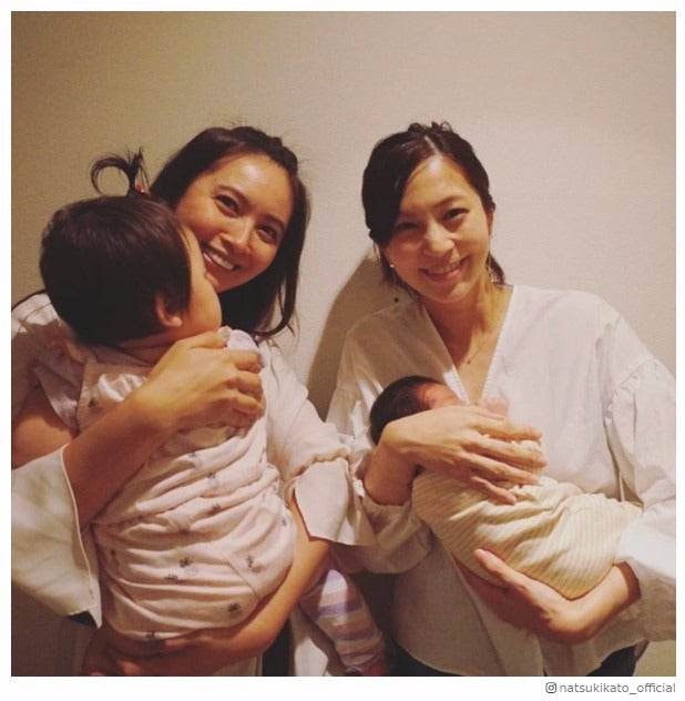 加藤夏希＆安田美沙子、我が子を抱いて“4ショット”披露「この差！」成長に驚き