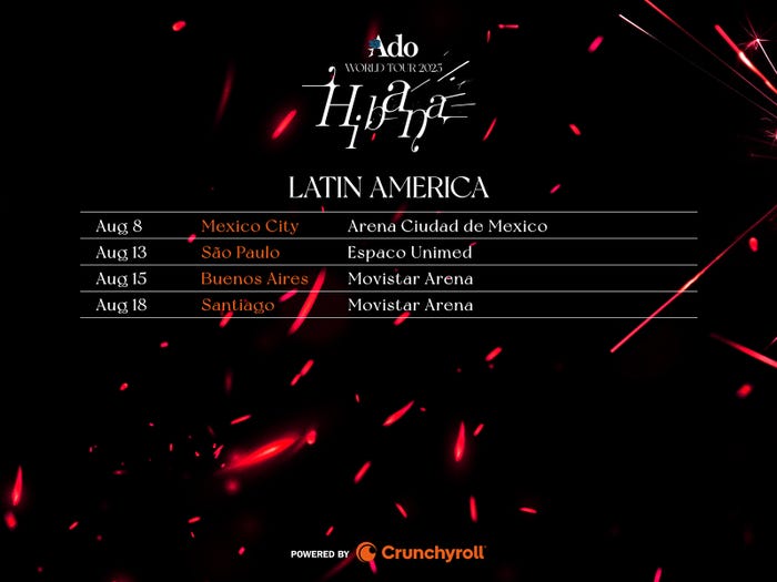 「Ado WORLD TOUR 2025 “Hibana” Powered by Crunchyroll」ラテンアメリカカレンダー(提供写真)