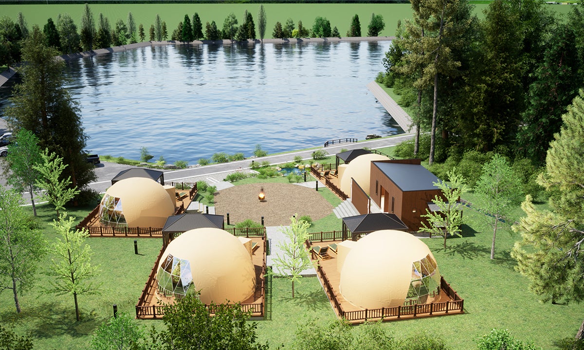 長野にグランピング施設「アルプスBASE」森林や湖に囲まれBBQやサウナ体験