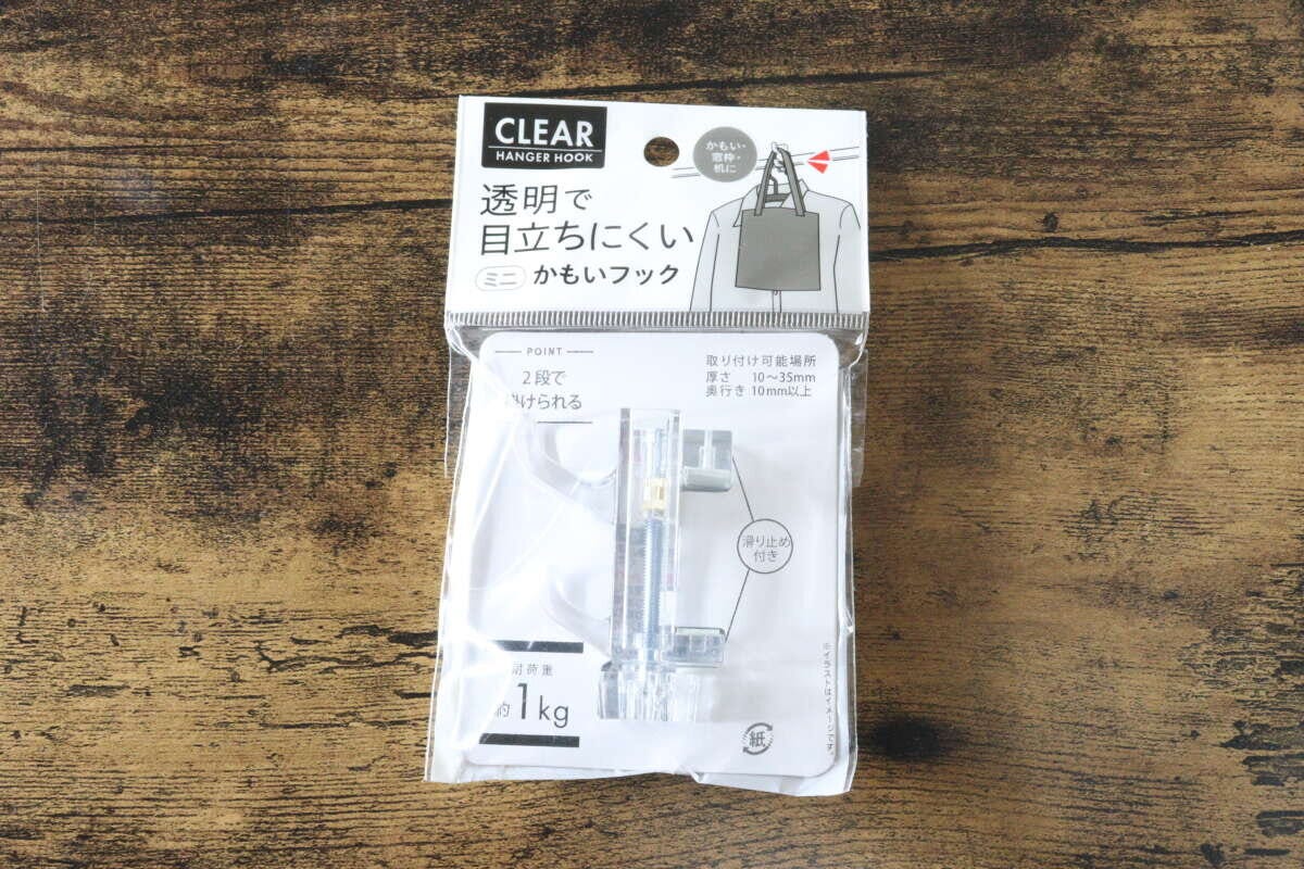 セリア 透明かもいフックミニ セリアの透明かもいフックミニのパッケージ
