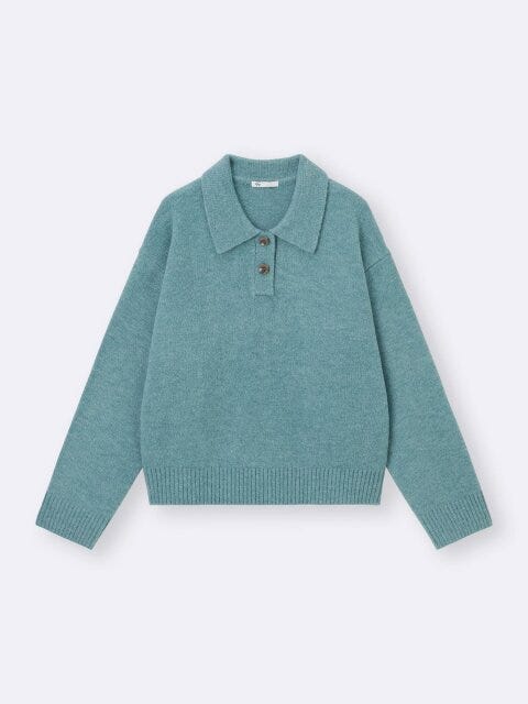 パフニットポロシャツ 2025gu女性おすすめパフニットポロシャツ