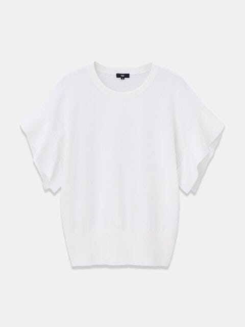 PLSTのコットンアセテートブレンドフレアスリーブセーター