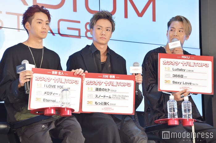 左から:吉野北人、川村壱馬、RIKU (C)モデルプレス