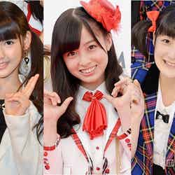 AKB48グループが今最も恐れる現役アイドルを発表／左から：道重さゆみ（モーニング娘。'14）、橋本環奈（Rev．from DVL）、嗣永桃子（Berryz工房）