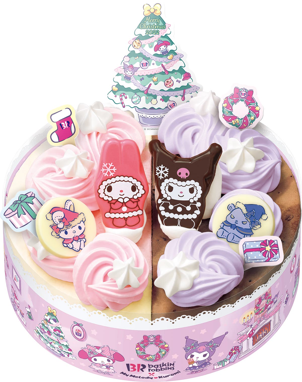 マイメロディ・クロミ クリスマスツインケーキ/3,500円(C)2022 San-X Co., Ltd. All Rights Reserved.