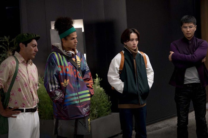 (左から)フェルナンデス直行、ジュア、板垣李光人、朝井大智「フェルマーの料理」第7話より(C)TBS