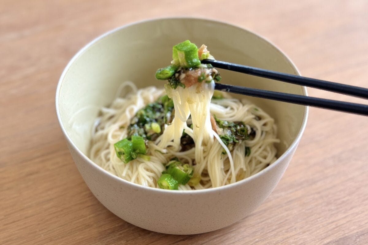 加藤綾菜　オクラと梅のさっぱり素麺