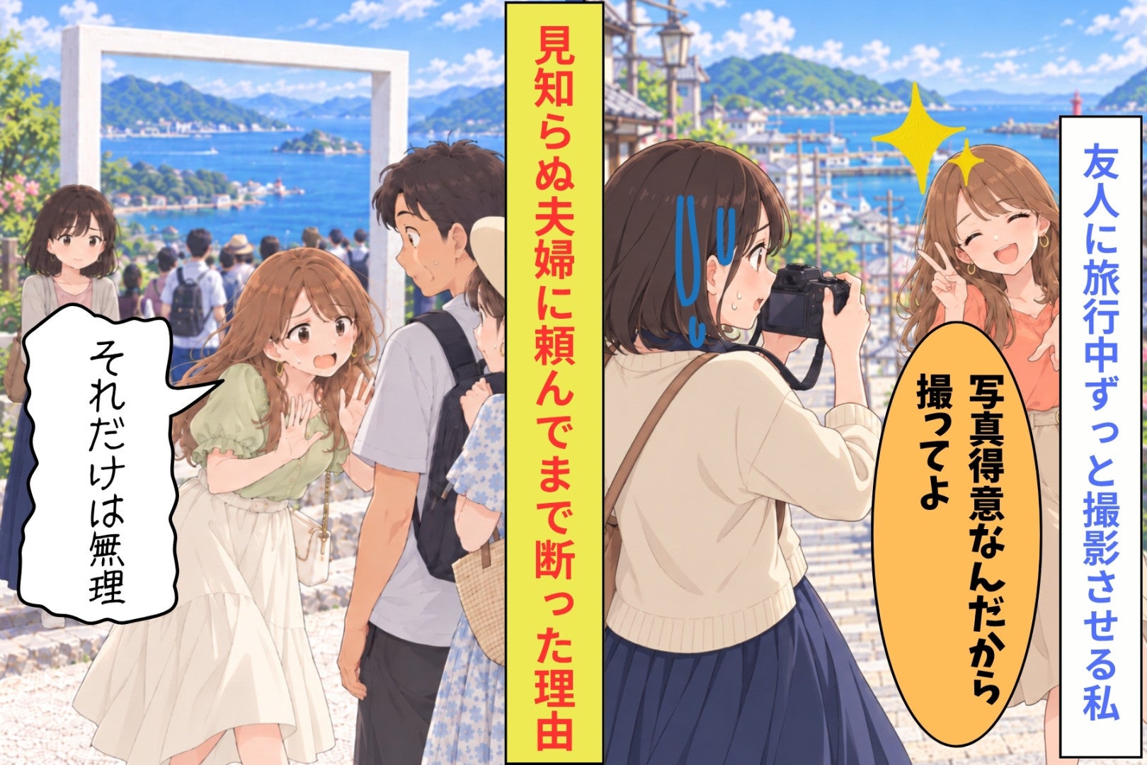 「それだけは無理」友人のカメラを受け取らず、見知らぬ夫婦に撮影を頼んだ私。その理由は