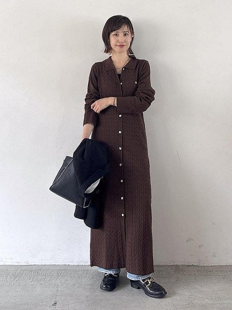 ニットワンピース コーデ ニットワンピースコーデ3