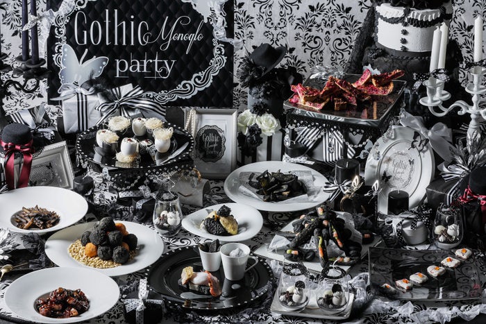 名古屋「モノクロ・ゴシックパーティー」白×黒フードが食べ放題、アートなスイーツパフェも