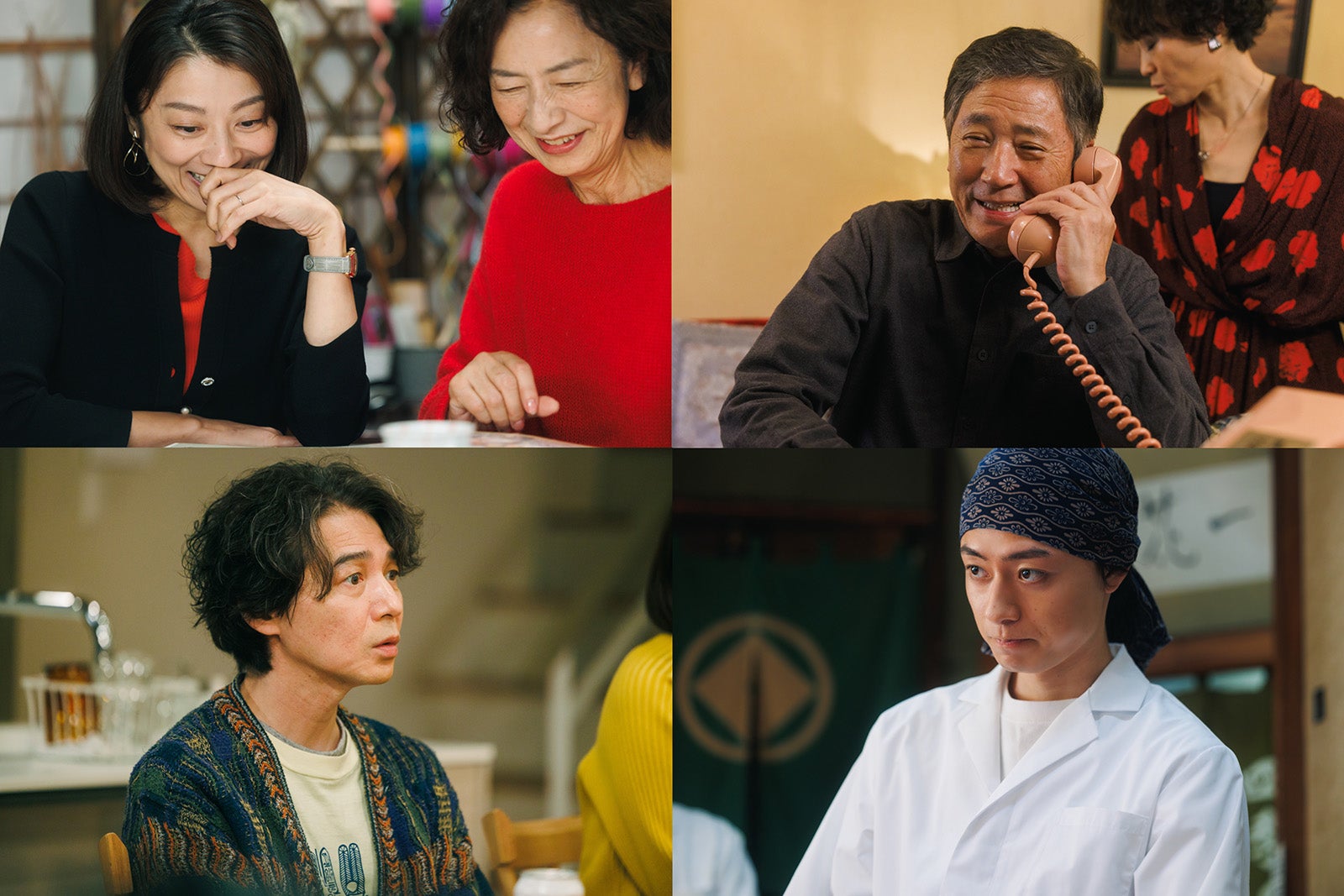 （左上から時計回りに）小池栄子、高橋惠子、小林薫、作間龍斗、吉岡秀隆「コタツがない家」第6話より（C）日本テレビ