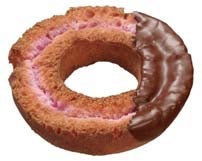 桜風味のパウダーを練り込んだオールドファッションの生地を、チョコレートでコーティングした【桜チョコファッション】